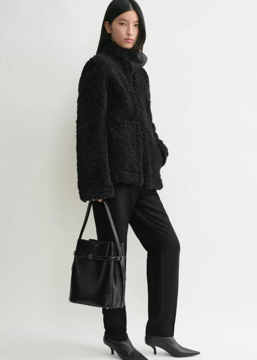 Belted Naplack bucket bag black
