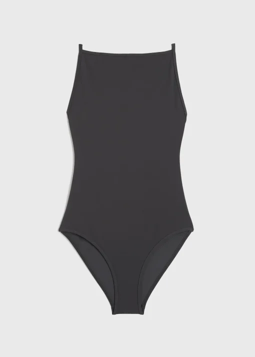 Boat-neck swimsuit anthracite