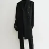 Broad midi coat black