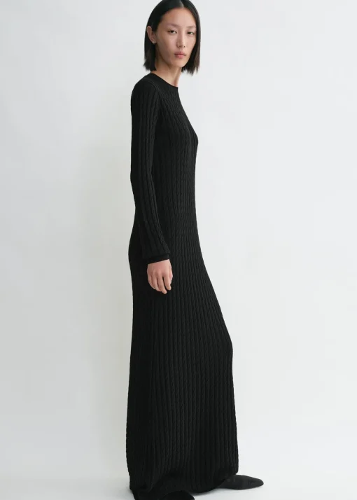 Cable knit dress black
