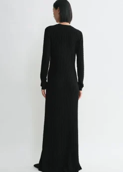 Cable knit dress black