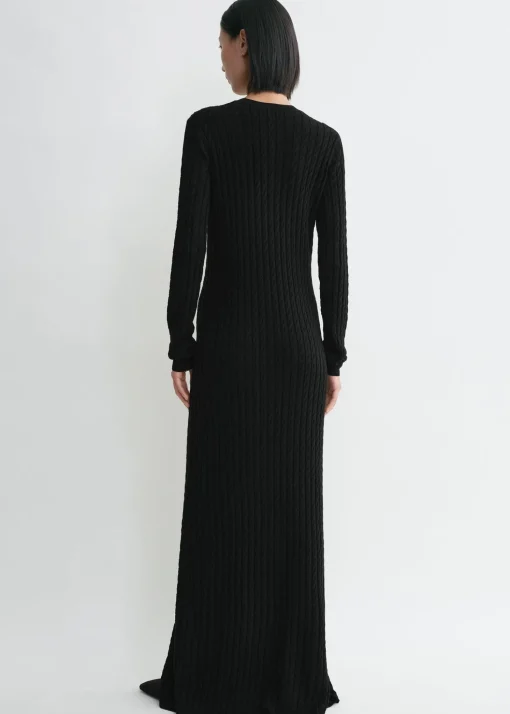Cable knit dress black