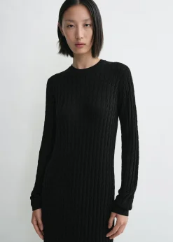Cable knit dress black