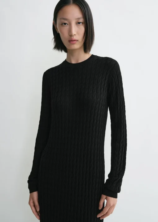 Cable knit dress black