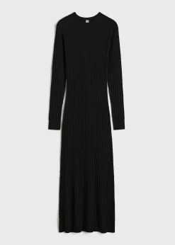 Cable knit dress black