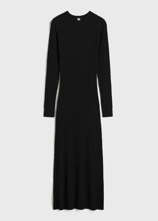 Cable knit dress black