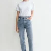 Classic cut denim worn blue