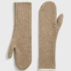 Contrast-edge mittens soft camel