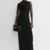 Cowl-neck dress black