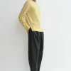 Crew-neck cashmere knit soft yellow