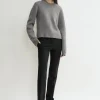 Cropped crew-neck knit grey melange