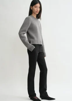 Cropped crew-neck knit grey melange