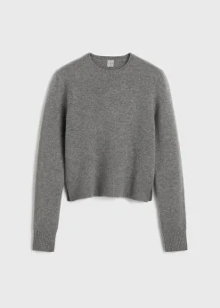 Cropped crew-neck knit grey melange