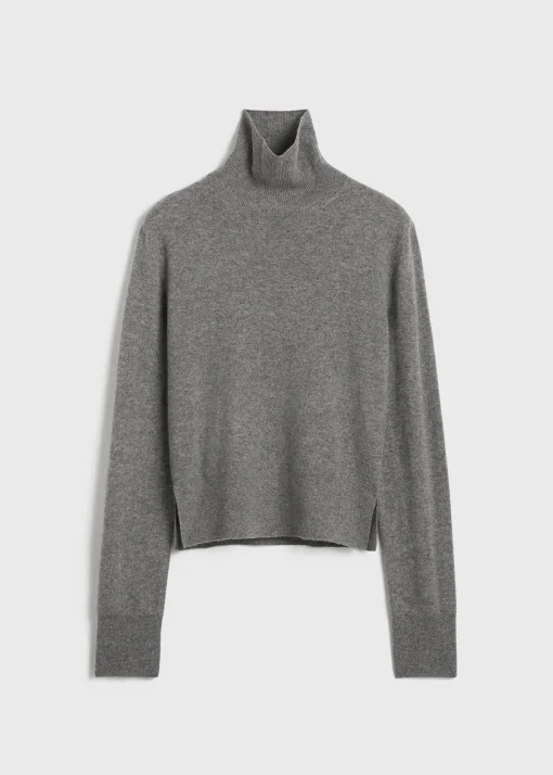Cropped turtleneck grey melange