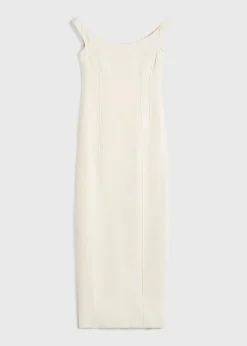 Curved off-shoulder dress eggnog