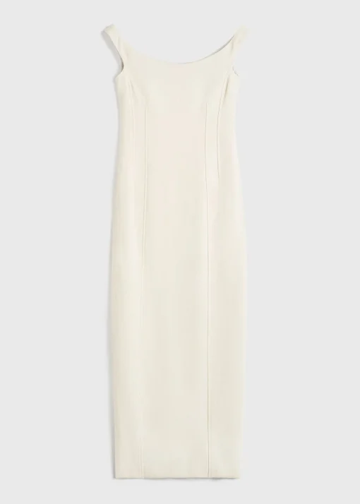 Curved off-shoulder dress eggnog