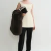Curved off-shoulder top eggnog