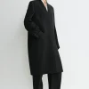 Deep pleat coat black