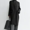 Deep pleat coat charcoal melange
