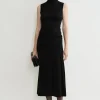 Draped knit dress black