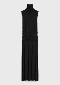 Draped knit dress black
