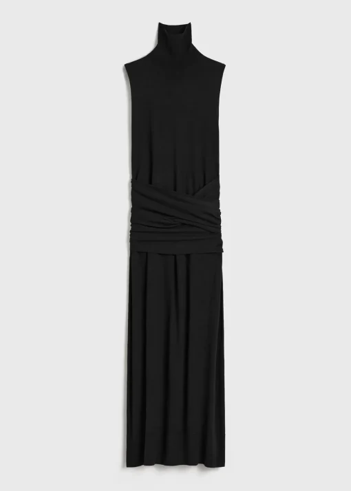 Draped knit dress black