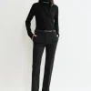 Draped-scarf fine knit black