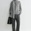 Draped-scarf knit grey melange