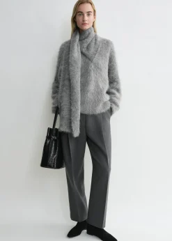 Draped-scarf knit grey melange