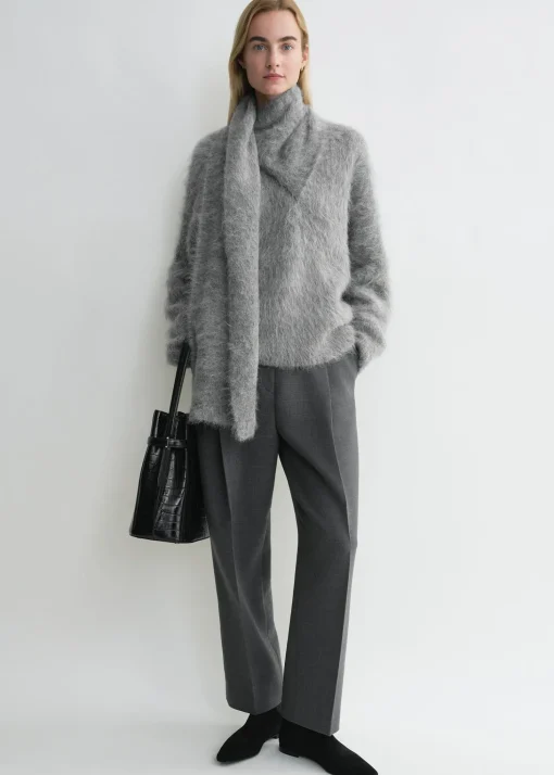 Draped-scarf knit grey melange