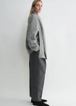Draped-scarf knit grey melange