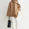Embroidered scarf jacket camel