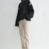 Embroidered wool cashmere knit grey melange