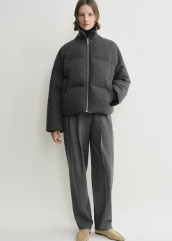Flannel puffer jacket grey mélange