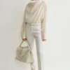 Funnel-neck organza blouse ecru