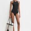 High neck swimsuit black