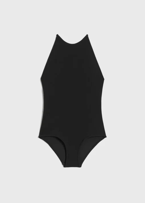 High neck swimsuit black
