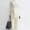 High-neck rib top winter white