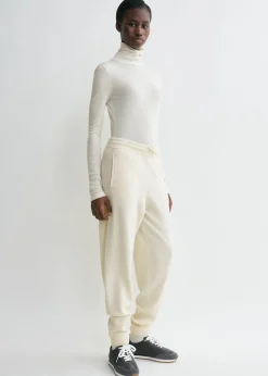 High-neck rib top winter white