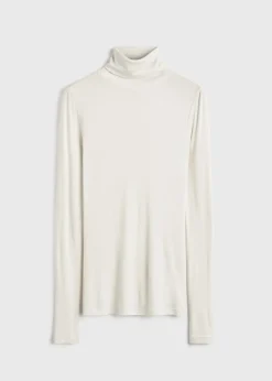High-neck rib top winter white