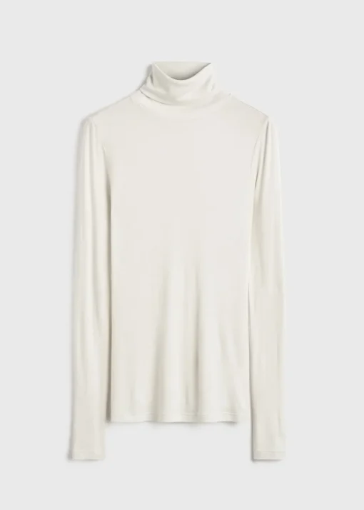 High-neck rib top winter white
