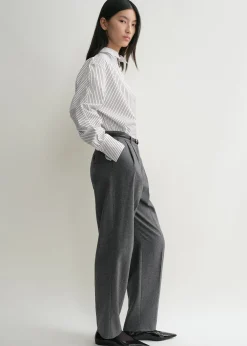 Kimono-sleeve poplin shirt white/brown