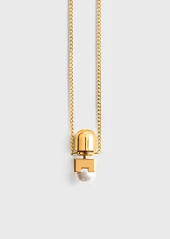 Long faux pearl necklace white