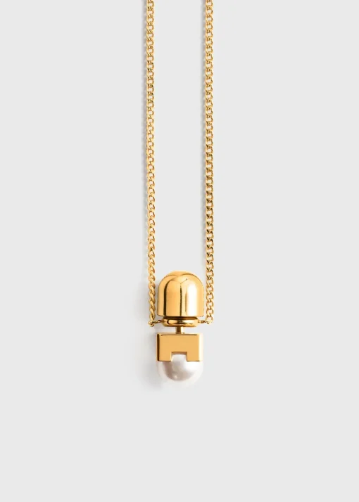 Long faux pearl necklace white