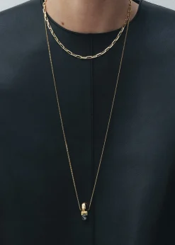 Long jasper necklace black/off white