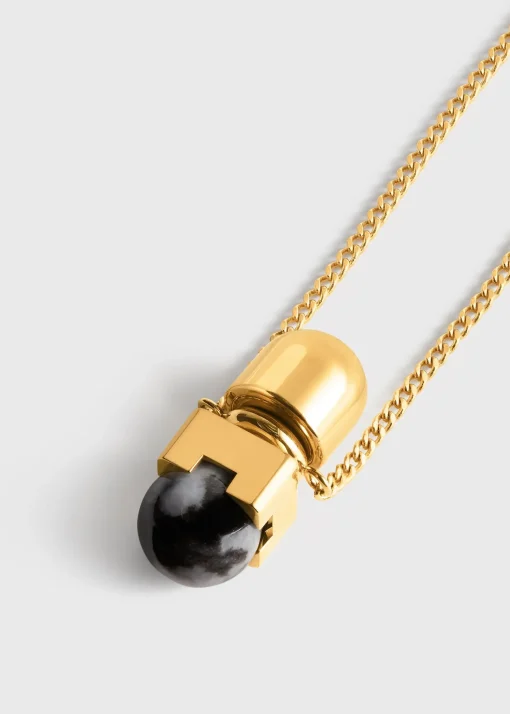 Long jasper necklace black/off white