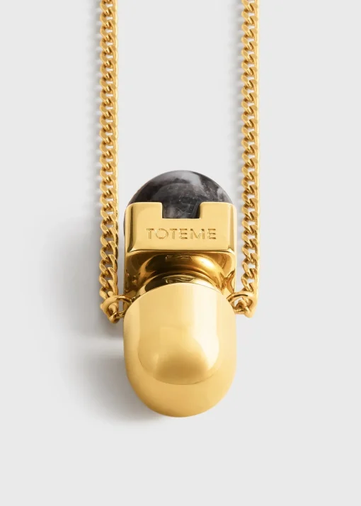 Long jasper necklace black/off white