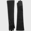 Long leather gloves black