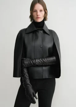 Long leather gloves black