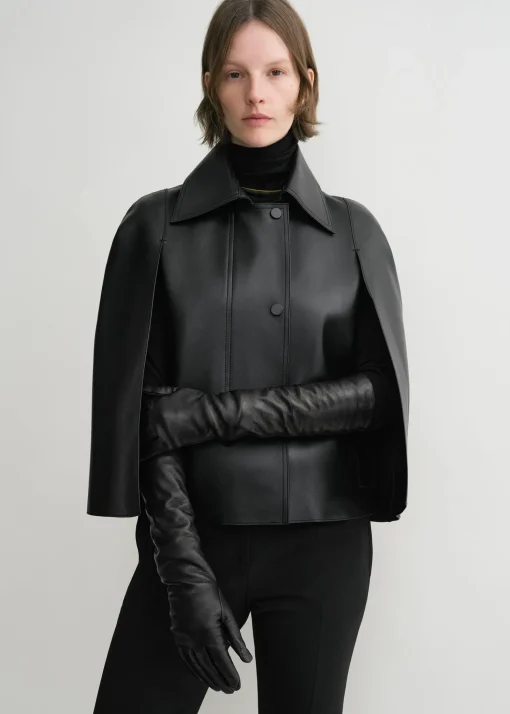 Long leather gloves black